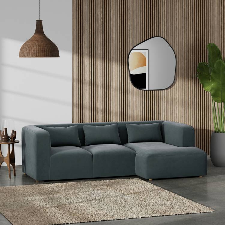 Habitat Lars Right Hand Corner Sofa - Charcoal - Ash Leg 0