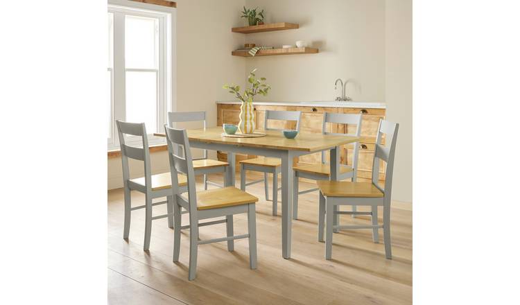 Argos Home Chicago Extending Grey Dining Table & 6 Chairs