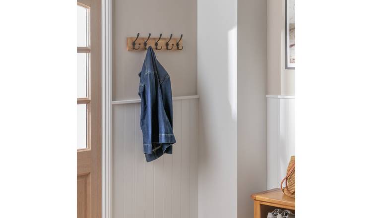 Argos Home Pack of 5 Coat Hooks - Natural & Black