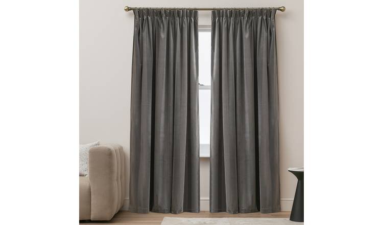 Argos Home Blackout Pencil Pleat Curtain - Grey - 137x117cm