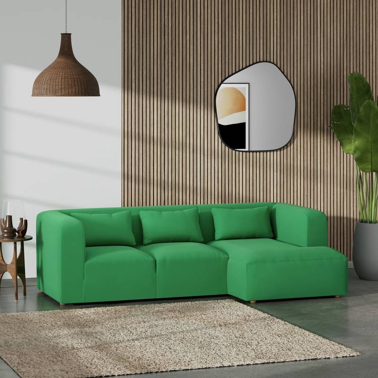 Habitat Lars Right Hand Corner Sofa - Emerald Green -Ash Leg 0