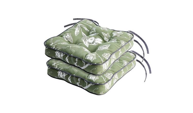 Habitat Floral Set of 2 Seat Cushions - Green