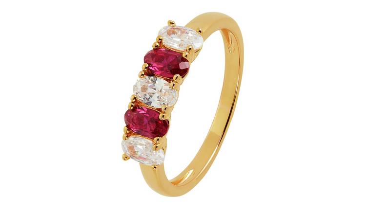 Revere 9ct Gold Plated White Cubic Zirconia Ring - O