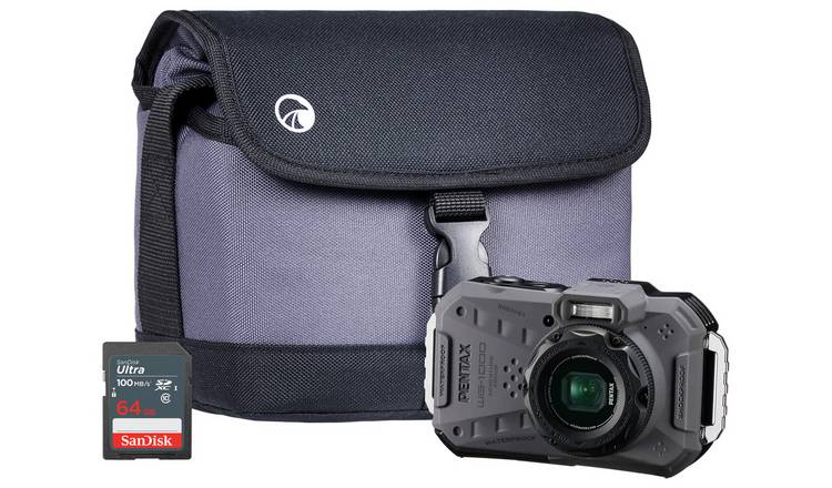Pentax WG-1000 16.35MP 4x Zoom Digital Camera Combo - Grey