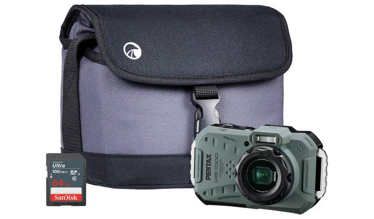 Pentax WG-1000 16.35MP 4x Zoom Digital Camera Combo - Olive