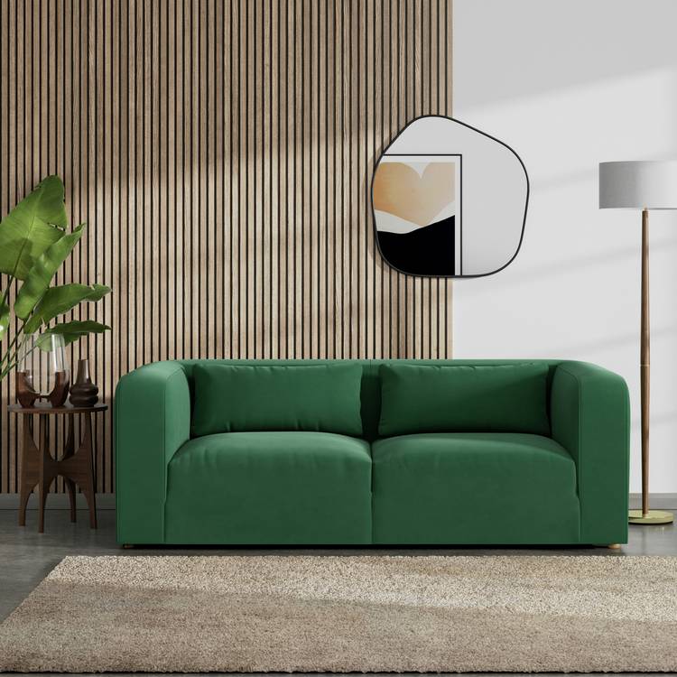 Habitat Lars Fabric 3 Seater Sofa - Green - Ash Leg 0