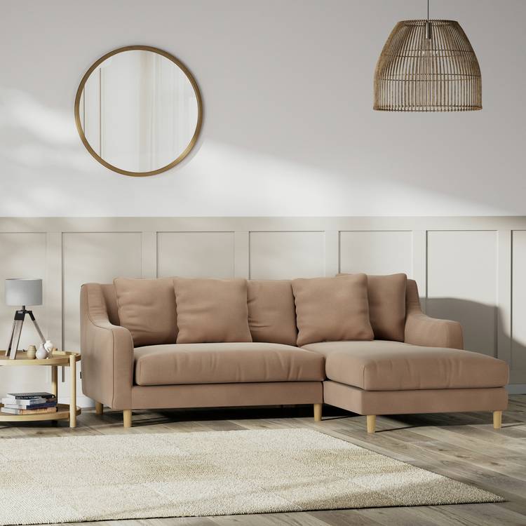 Habitat Swift Right Hand Corner Sofa - Latte - Ash Leg 0