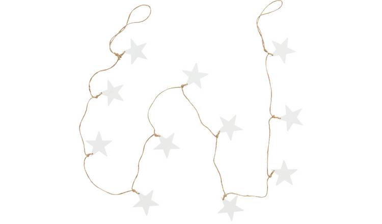 Habitat White Wood Star Garland