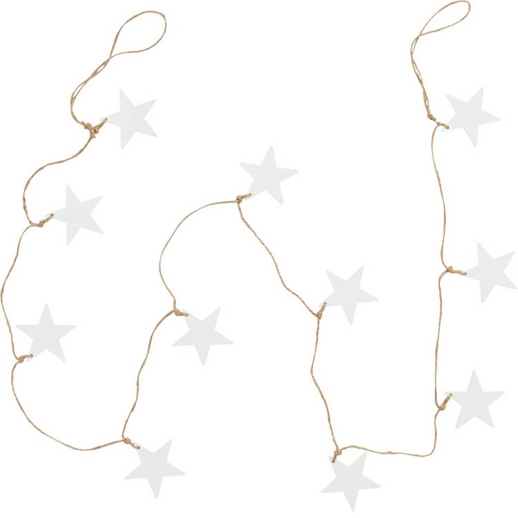 Habitat White Wood Star Garland 0