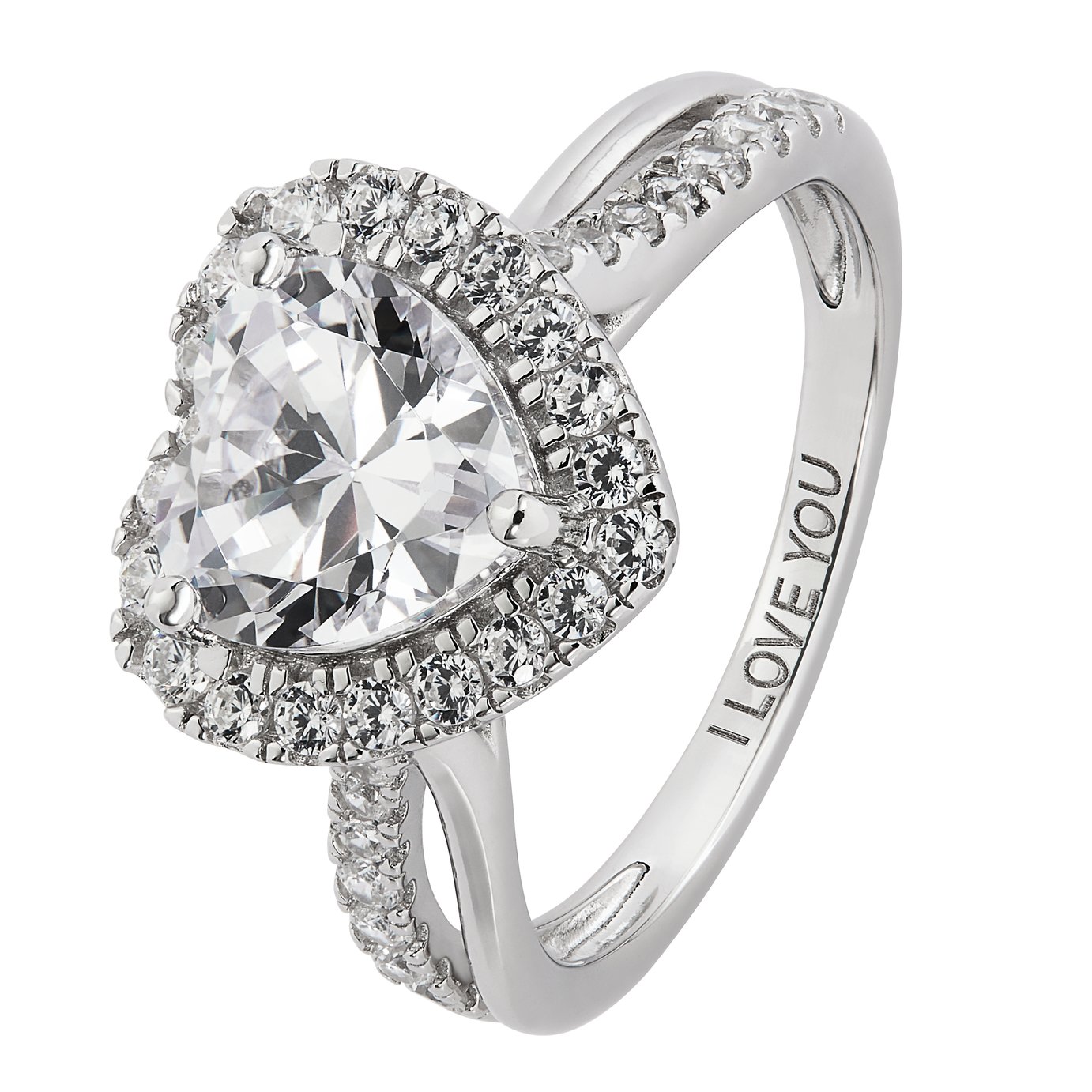 Revere Sterling Silver Cubic Zirconia Engagement Ring - T