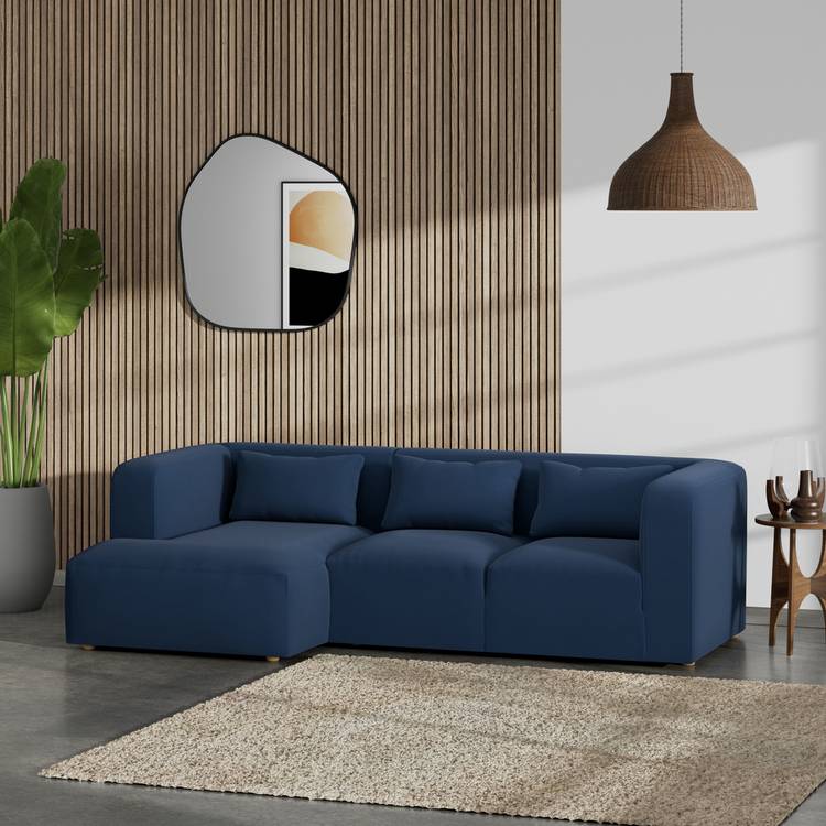 Habitat Lars Left Hand Corner Sofa - Navy Blue - Ash Leg 0