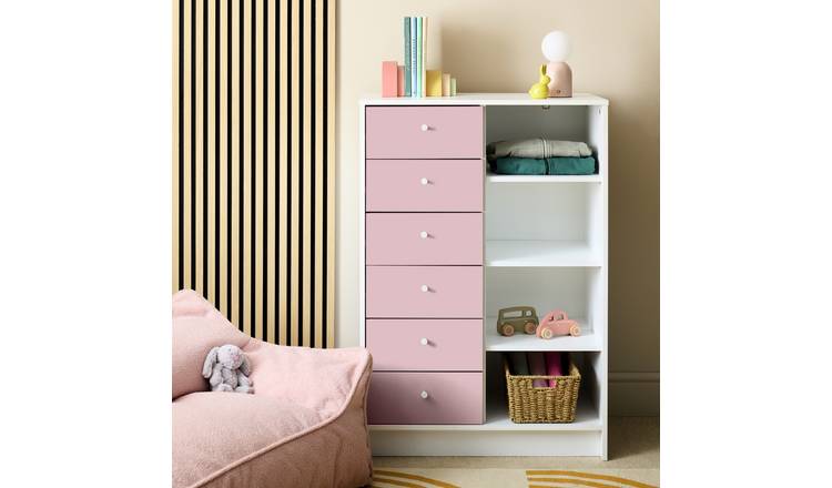 Argos Home Kids Malibu 6 Drawer Chest - Pink & White