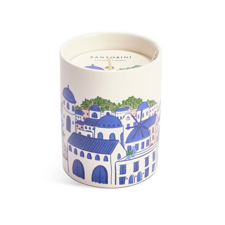 Habitat Santorini Medium Ceramic Candle - Mykonos Azure 0