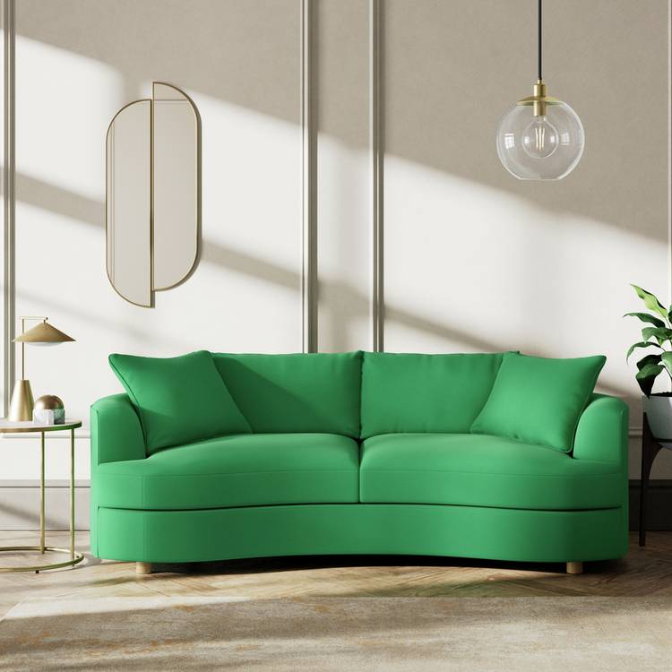 Habitat Sacha Fabric 3 Seater Sofa - Emerald Green - Ash Leg 0