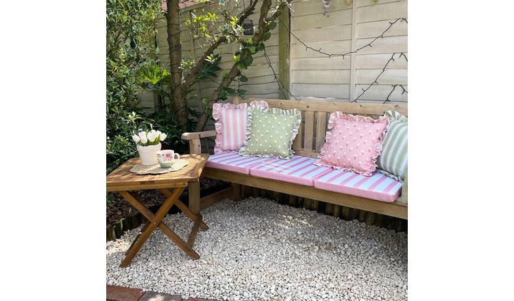 rucomfy Stripe Single Garden Bench Cushion - Pink & White