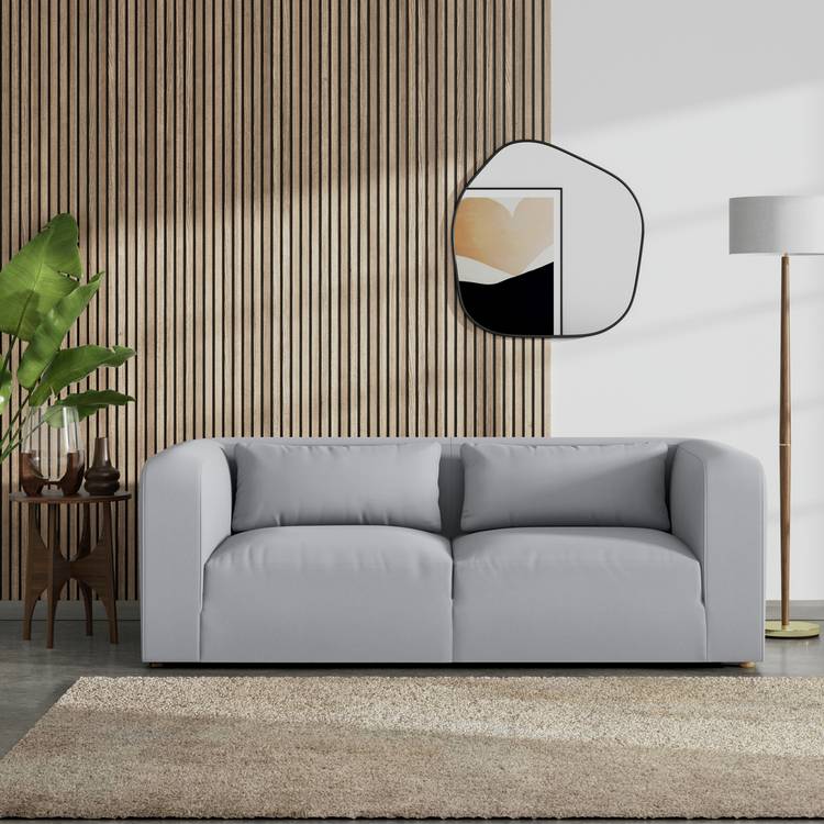 Habitat Lars Fabric 3 Seater Sofa - Grey - Ash Leg 0