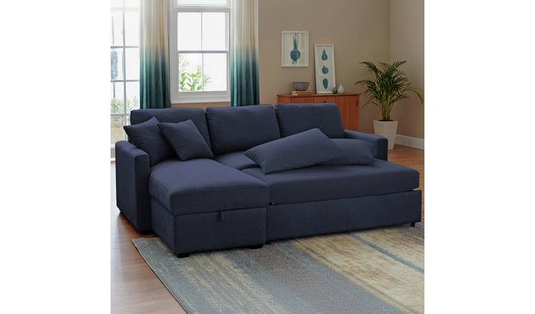 Habitat Reagan Fabric Left Hand Corner Sofa Bed  - Navy