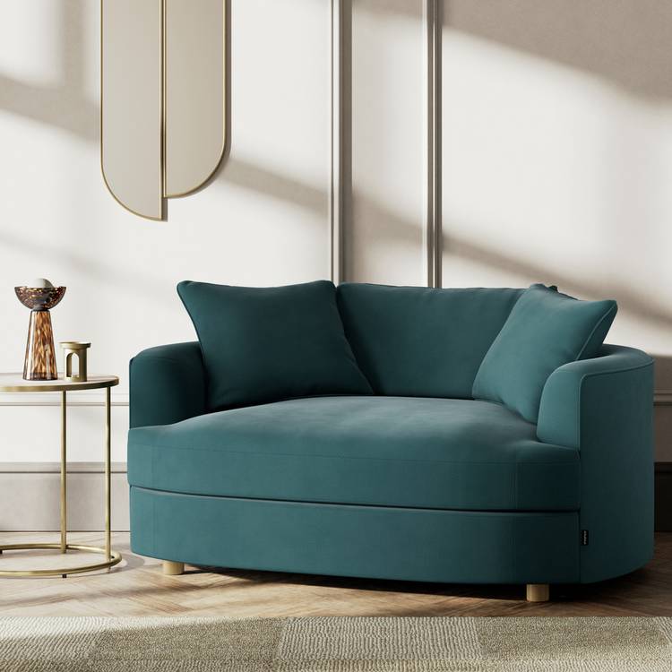 Habitat Sacha Fabric Cuddle Chair - Teal - Ash Leg 0