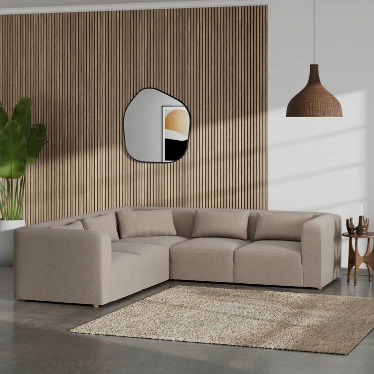 Habitat Lars Reversible Corner Sofa - Mocha - Ash Leg 0