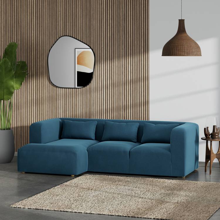 Habitat Lars Left Hand Corner Sofa - Ink Blue - Ash Leg 0