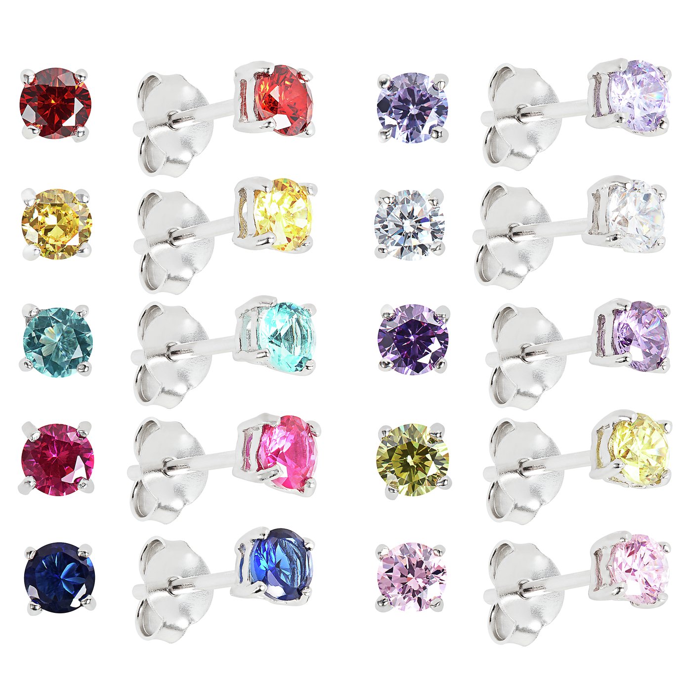 Revere Sterling Silver Stud Earrings Set of 10