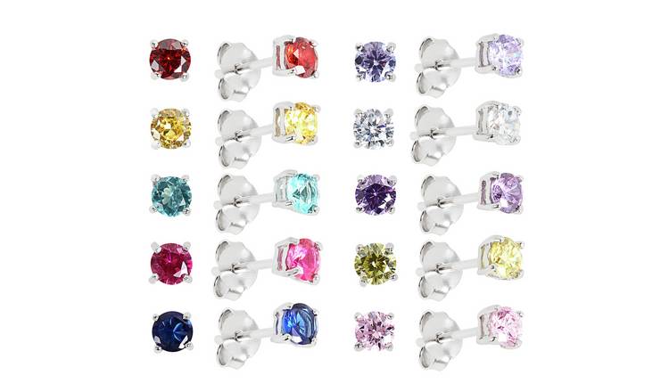 Buy Revere Sterling Silver Stud Earrings Set of 10 Womens earrings Argos