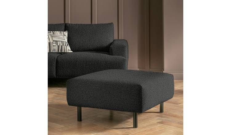 Habitat Julien Fabric Footstool - Charcoal