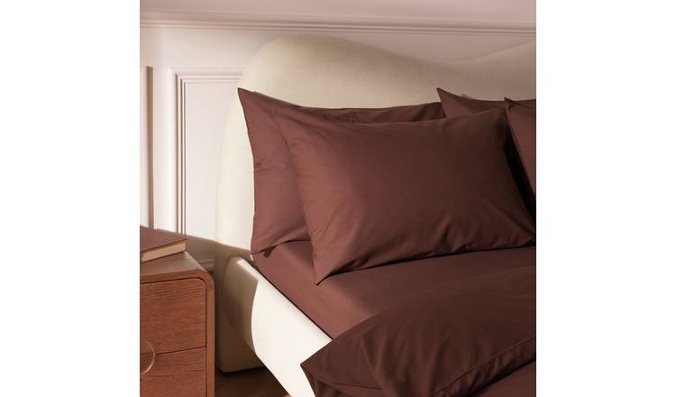 Habitat Cotton Rich 180TC Standard Pillowcase Pair-Chocolate
