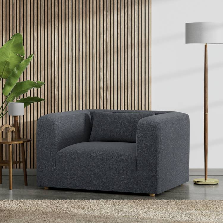 Habitat Lars Fabric Cuddle Chair - Charcoal 0