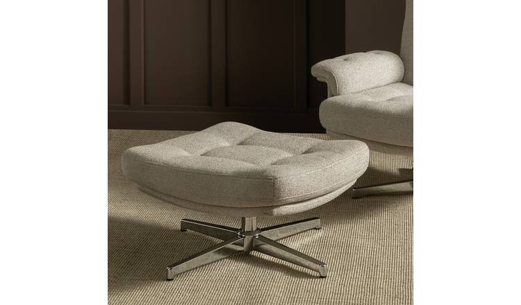Habitat Dawson Fabric Swivel Footstool - Natural