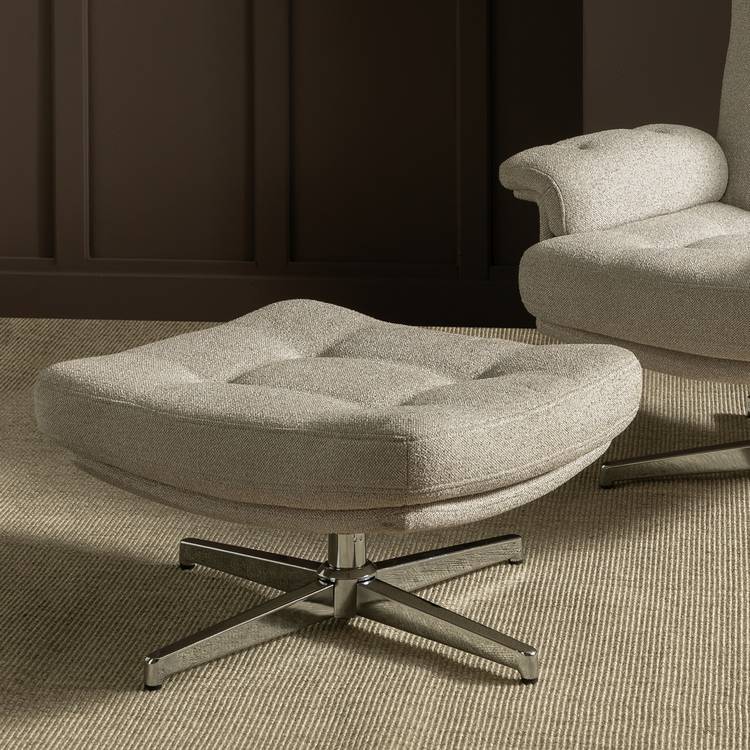 Habitat Dawson Fabric Swivel Footstool - Natural 0