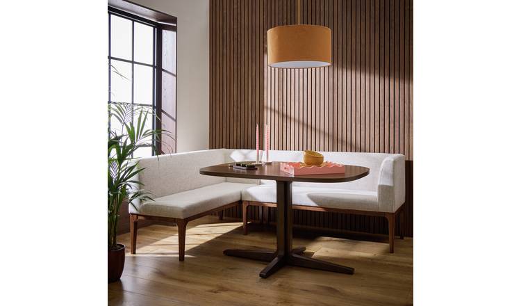 Habitat Loxley Walnut Dining Table 2 Natural Benches