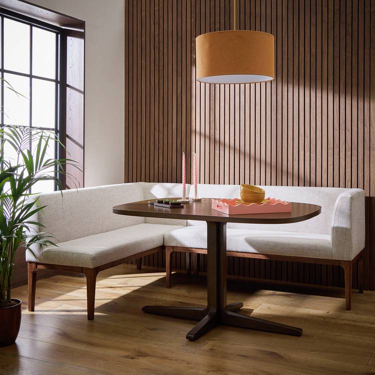 Habitat Loxley Walnut Dining Table 2 Natural Benches 0