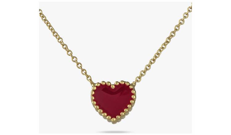 Revere Sterling Silver Fuchsia Enamel Heart Necklace