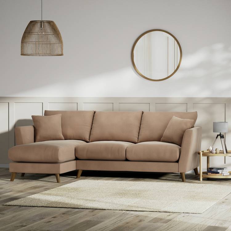 Habitat Lomond Left Hand Corner Sofa - Latte - Dark Leg 0