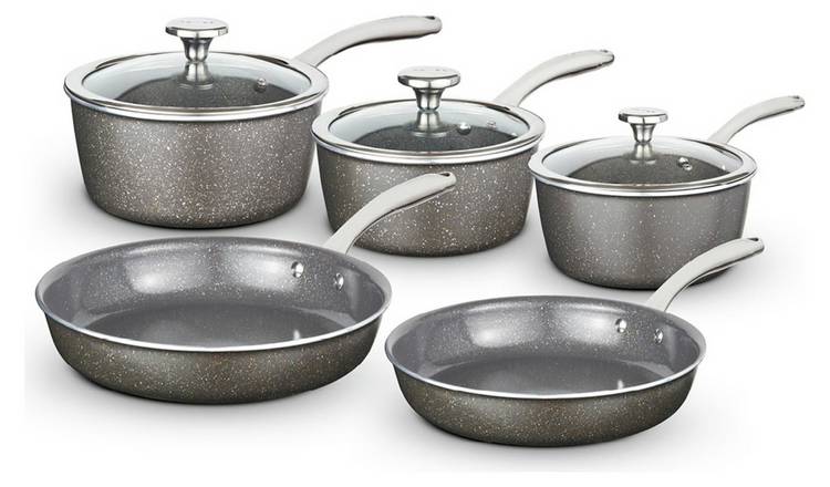Tower Cerastone Pro 5 Piece Aluminium Pan Set - Grey