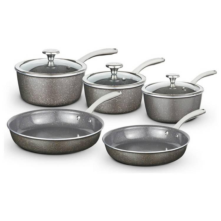 Tower Cerastone Pro 5 Piece Aluminium Pan Set - Grey 0