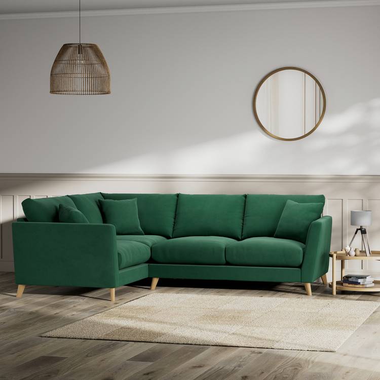 Habitat Lomond Left Hand Corner Sofa - Green - Ash Leg 0