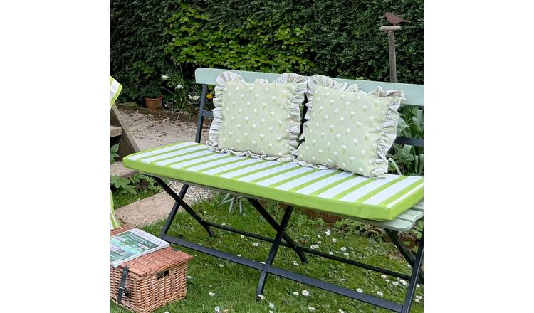 rucomfy Stripe Garden Bench Cushion - Green & White