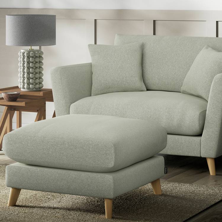 Habitat Lomond Fabric Footstool - Sage Green - Ash Leg 0