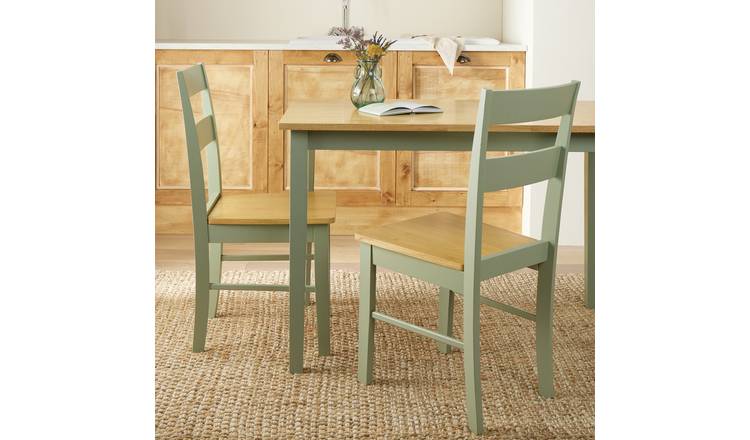 Argos Home Chicago Pair of Solid Wood Dining Chairs - Sage