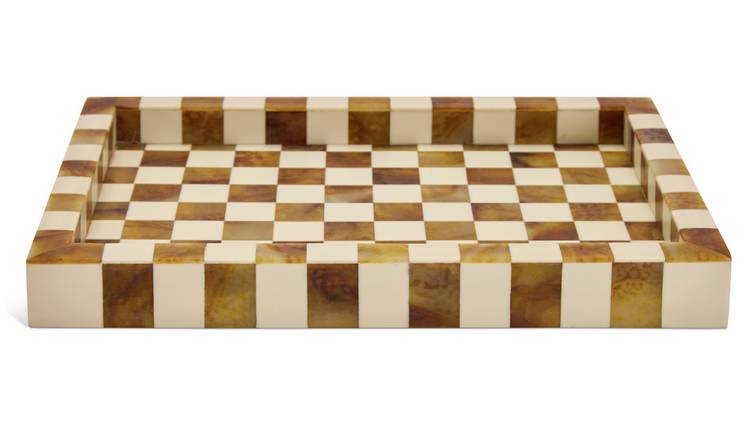 Habitat Checkered Trinket Tray - Brown
