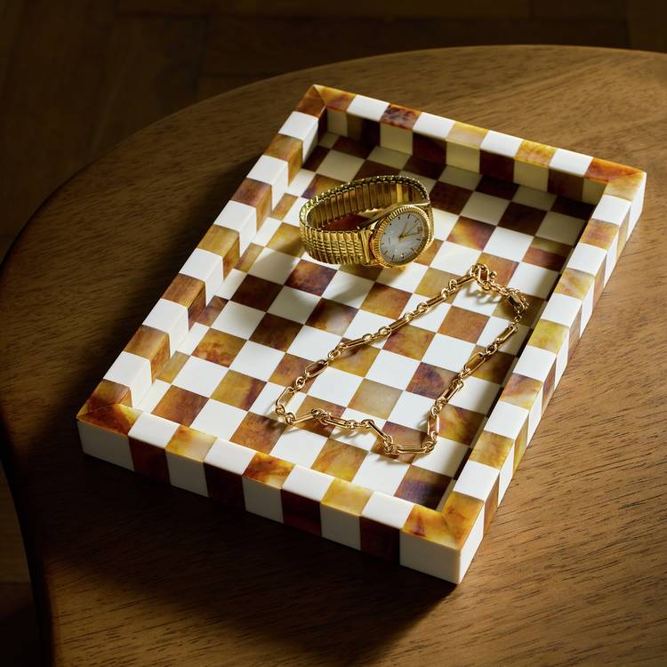 Habitat Checkered Trinket Tray - Brown 0
