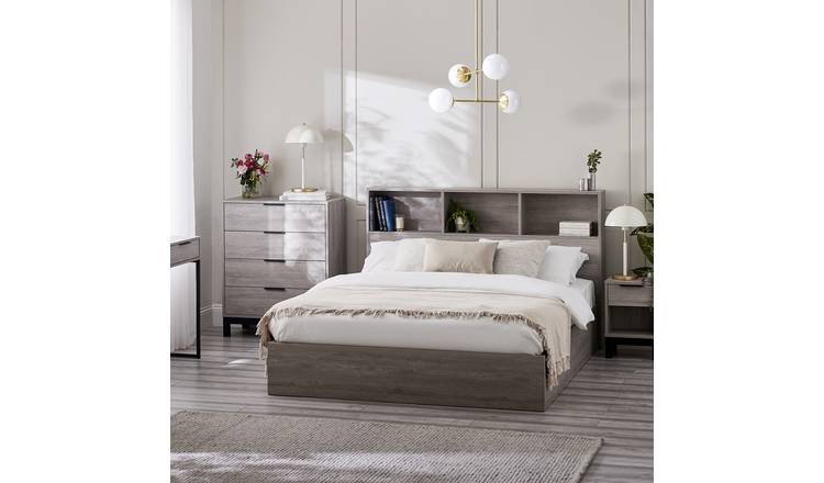 Julian Bowen Bali Double Wooden Ottoman Bed - Grey