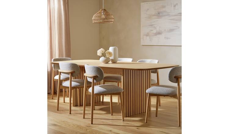 Habitat Crishel Oak Dining Table & 6 Natural Chairs