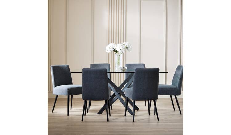 Argos Home Blake Black Dining Table & 4 Charcoal Chairs