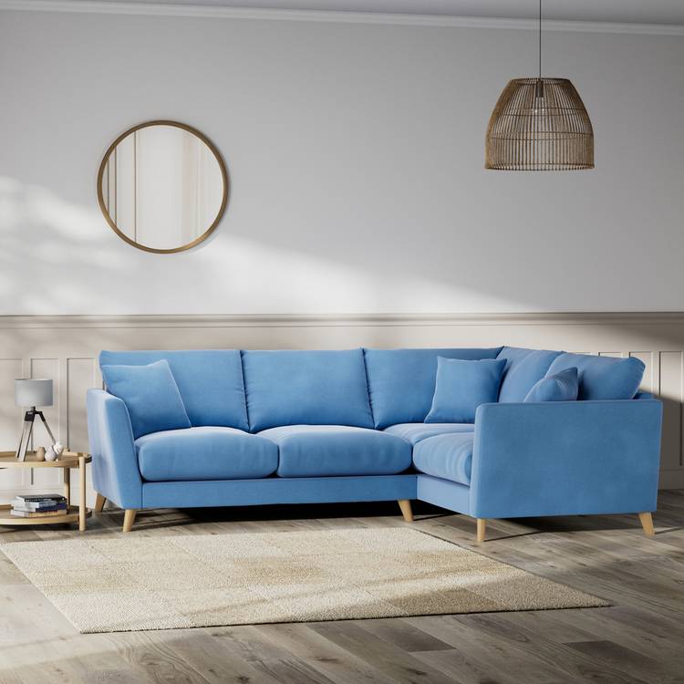 Habitat Lomond Right Hand Corner Sofa - Sky Blue - Ash Leg 0