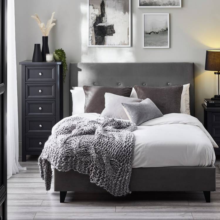 Julian Bowen Shoreditch Double Bed Frame - Grey 0