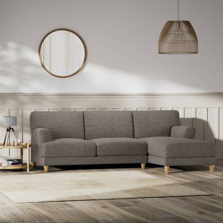 Habitat Askem Fabric Right Hand Corner Sofa-Charcoal-Ash Leg 0