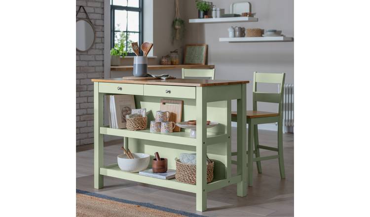 Argos Home Chicago Wooden 2 Seater Bar Island - Sage